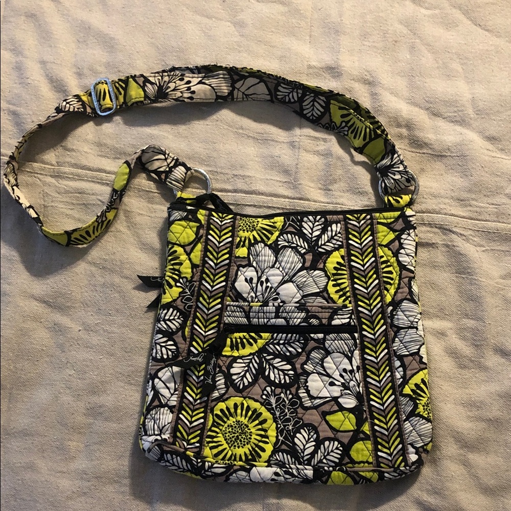 Vera Bradley Lime Yellow Floral Quilted Crossbody- Citron Hipster